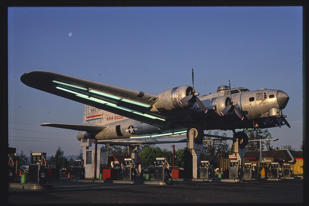 Bomber gas station, diagonal view, Route 99 E., Milwaukie, Oregon
