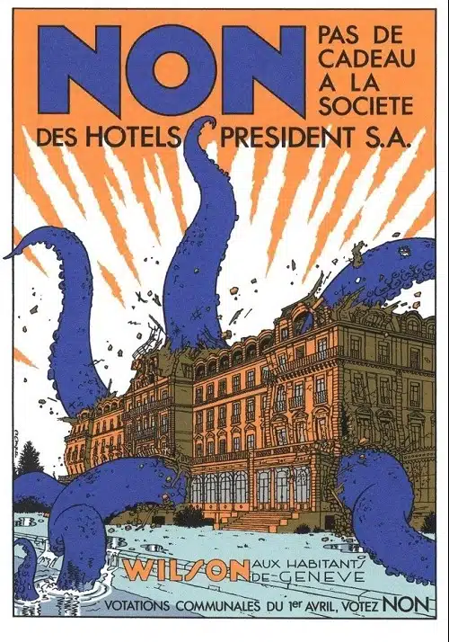 © EXEM 2005 Affiche de soutient au référendum contre le projet de transformation du Palais Wilson