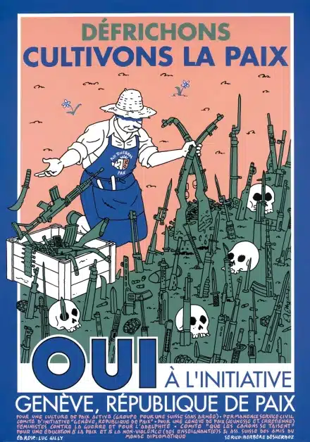 © Exem Affiche pour une initiative du Groupe pour une Suisse sans armée (GSsA).