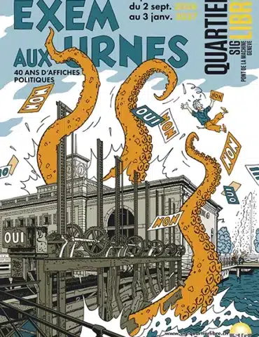 Affiche Expo EXEM aux urnes, 40 ans d'affiches politiques